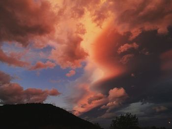 Low angle view of silhouette trees against sky