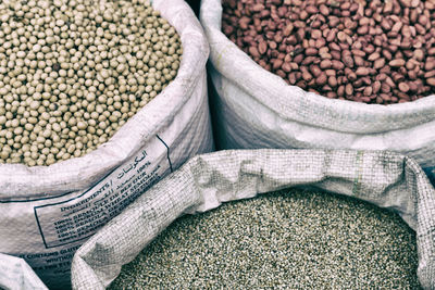 High angle view of vegetables in market stall