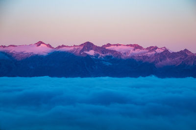 Scenic view of mountains against clear sky