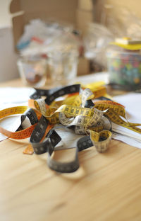 Close-up of food on wood