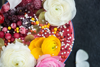 High angle view of rose bouquet