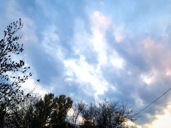 Low angle view of silhouette birds flying against sky