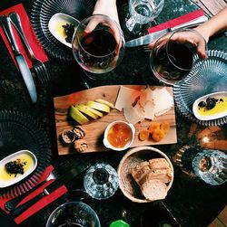 High angle view of food on table