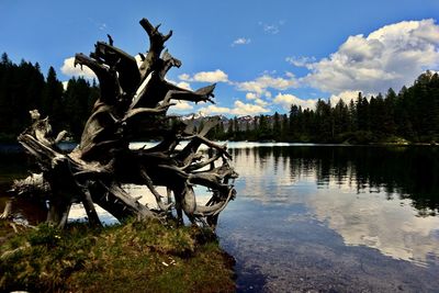 Scenic view of lake against sky