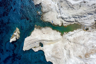 Aerial view of rocky shore