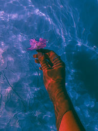 Person swimming in sea