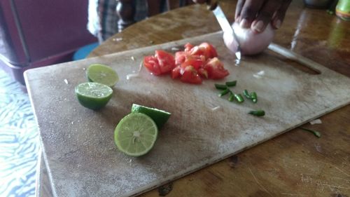 Close-up of vegetables on cutting board