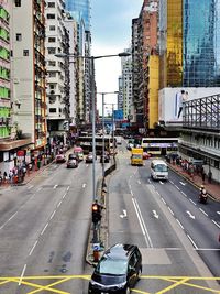 High angle view of city street