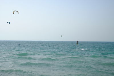 Scenic view of sea against clear sky