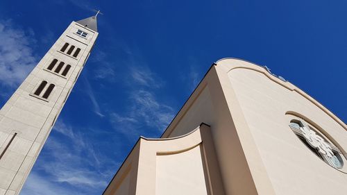 Low angle view of temple against blue sky