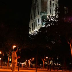 Illuminated street light at night