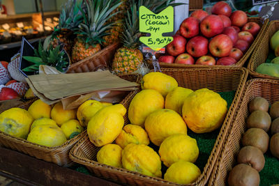 High angle view of fruits in market