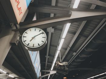 Low angle view of clock at railroad station