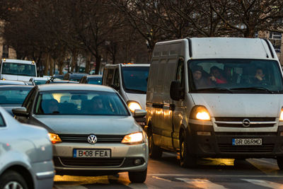 Cars on road in city