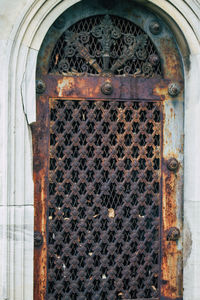 Closed door of old building