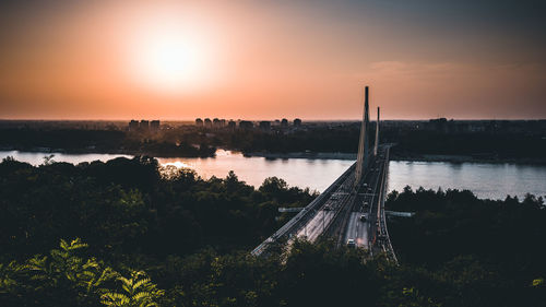 Scenic view of river against sky during sunset