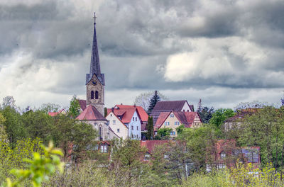 Panoramic view of a church against dramaticsky