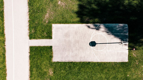 High angle view of basketball hoop on field