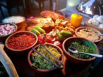 High angle view of food on table