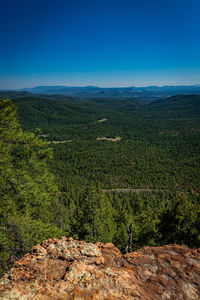 Scenic view of landscape against clear blue sky