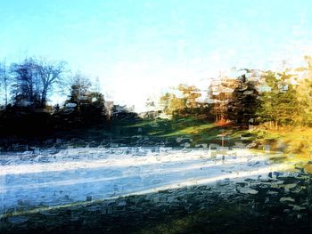 Scenic view of snow covered field