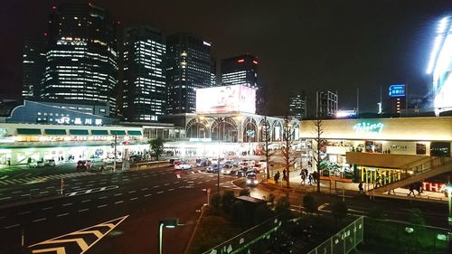 View of city at night