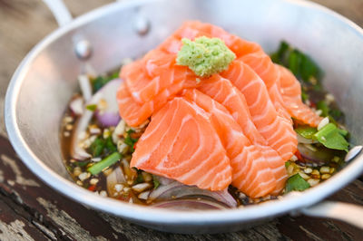 Close-up of food in bowl on table