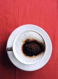 High angle view of coffee on table