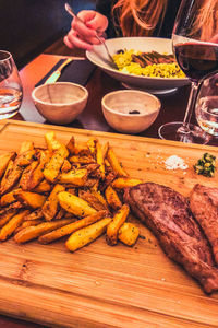 Close-up of food on cutting board