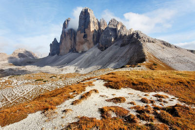 Scenic view of mountain against cloudy sky