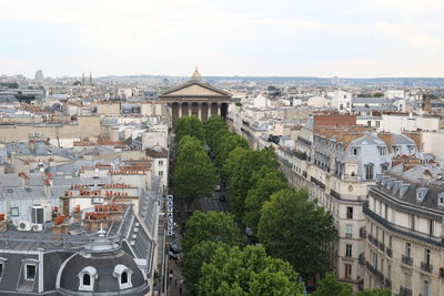 High angle view of townscape against sky
