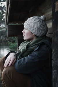 Midsection of a woman in snow