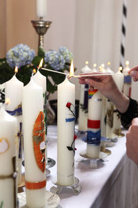 Close-up of christmas decorations on table