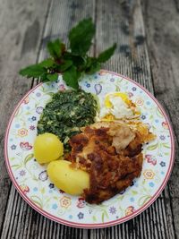 Grandmas style, colorful vegetarian plate with egg