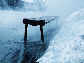 View of ice on snowcapped mountain