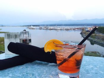 Close-up of drink on glass