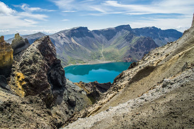 Scenic view of mountains against sky