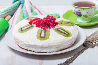 Close-up of cake on table