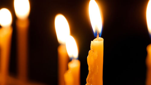 Close-up of illuminated candle