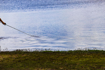 View of fishing net on beach