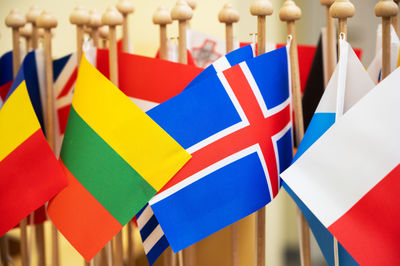 Close-up of flags