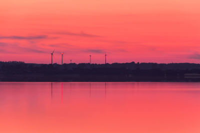 Scenic view of sea at sunset