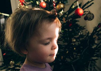 Portrait of a child enjoying the sun on christmas weekend. 
