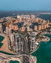 High angle view of cityscape against sky