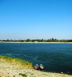 Scenic view of nile river against clear sky