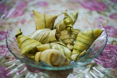 High angle view of vegetables on table