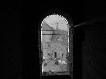 View of building through window