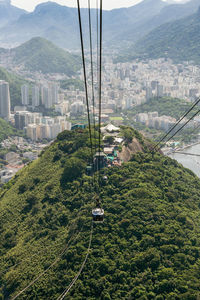 High angle view of cable car in rio de janeiro 