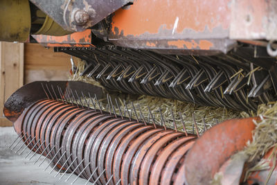 Close-up of machine part in factory