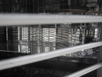 Close-up of railing by window